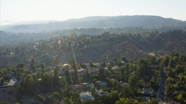 Corbin Canyon San Fernando Valley Woodland Hills Suburbs Los Angeles California Drone View