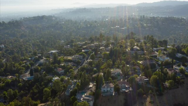 Corbin Canyon San Fernando Valley Woodland Hills Suburbs Los Angeles California Drone View