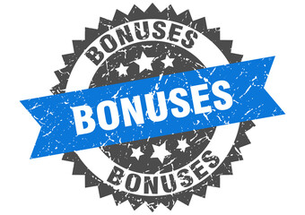 bonuses stamp. grunge round sign with ribbon
