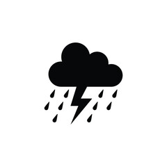 Cloud with rain thunder storm icon vector isolated on white, logo sign and symbol.