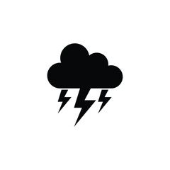 Cloud with thunder storm icon vector isolated on white, logo sign and symbol.