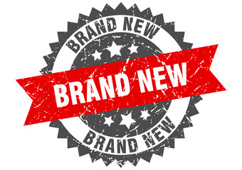 brand new stamp. grunge round sign with ribbon