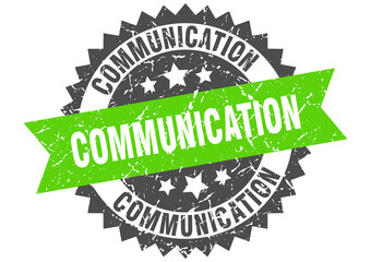 Obraz premium communication stamp. grunge round sign with ribbon