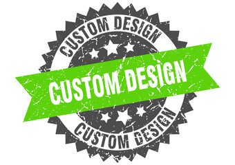 custom design stamp. grunge round sign with ribbon