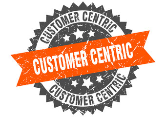 customer centric stamp. grunge round sign with ribbon