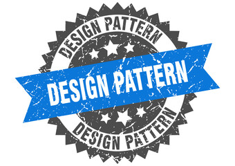 design pattern stamp. grunge round sign with ribbon