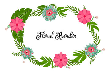 Floral Design Border Ornament For Wedding Invitation or Name Badge Design