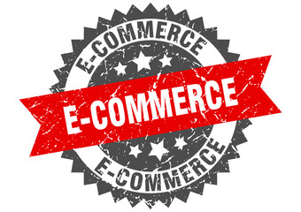 Obraz premium e-commerce stamp. grunge round sign with ribbon