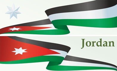 Flag of Jordan, Hashemite Kingdom of Jordan. Template for award design, an official document with the flag of Jordan. Bright, colorful vector illustration 