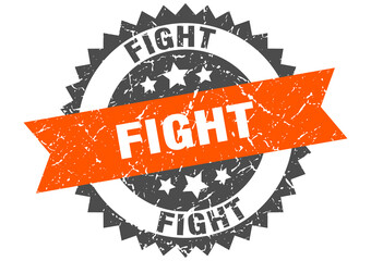 fight stamp. grunge round sign with ribbon
