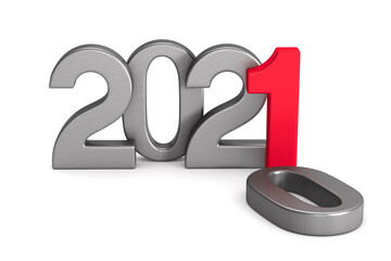 2021 new year. Isolated 3D illustration