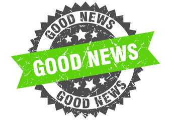 good news stamp. grunge round sign with ribbon