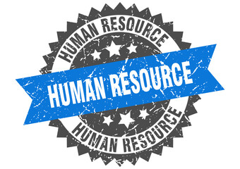 Obraz premium human resource stamp. grunge round sign with ribbon
