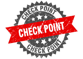 check point stamp. grunge round sign with ribbon