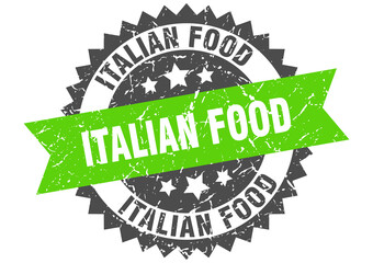 italian food stamp. grunge round sign with ribbon