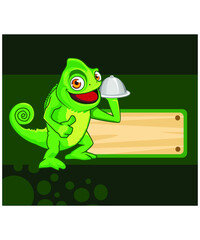 chameleon chef cartoon in vector