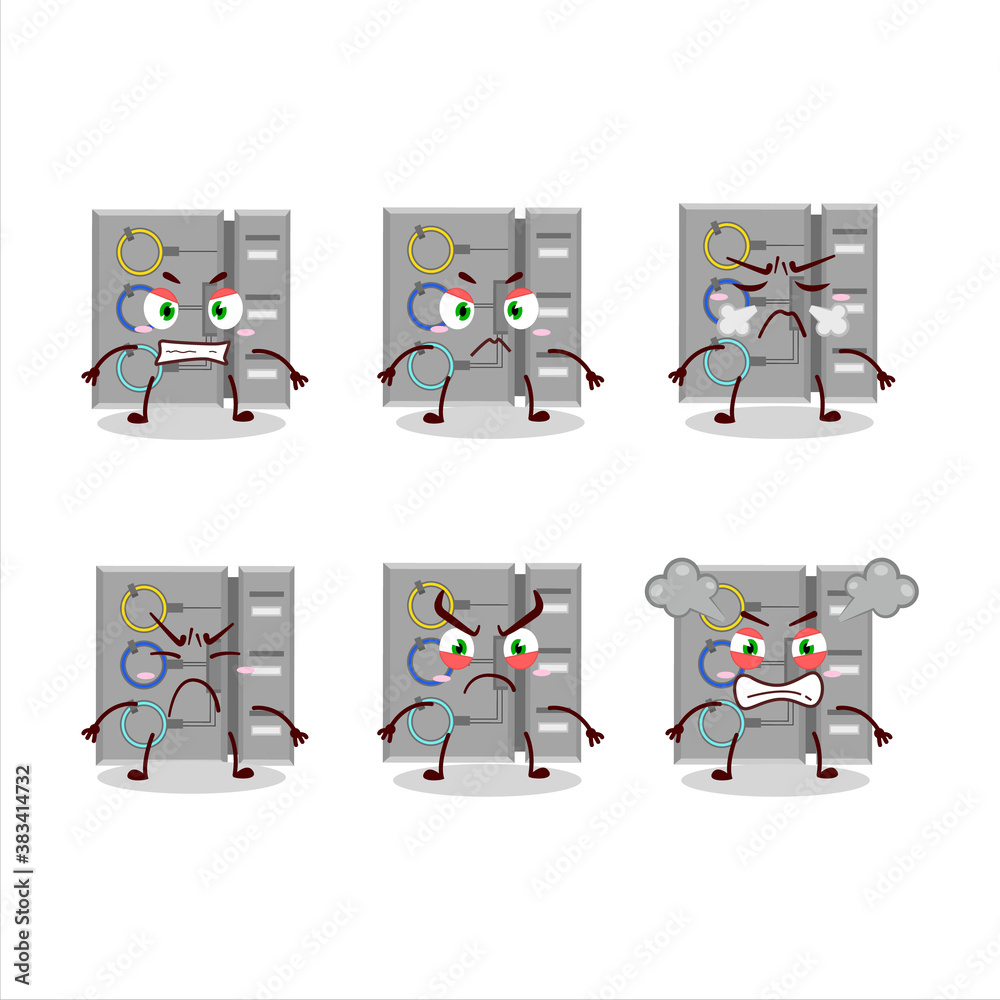 Sticker Among us task machine cartoon character with various angry expressions