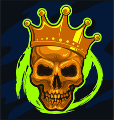 king skull head mascot cartoon