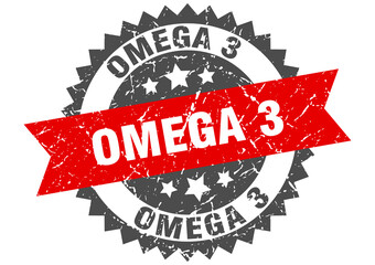 Obraz premium omega 3 stamp. grunge round sign with ribbon