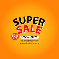 Super Sale modern Banner design template on yellow background