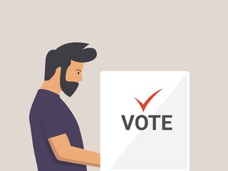 Man voting on election, the concept of voting, democracy, elections. flat style. design elements.