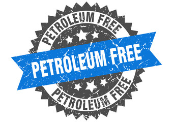 petroleum free stamp. grunge round sign with ribbon