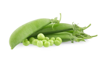 Green peas isolated on white background