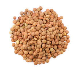 Pile lentil isolated on white background.