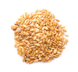 flax seeds isolated on white background. top view