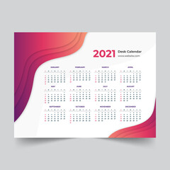 Creative, corporate, and clean 2021 desk calendar design we start on Sunday.