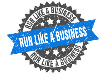 run like a business stamp. grunge round sign with ribbon