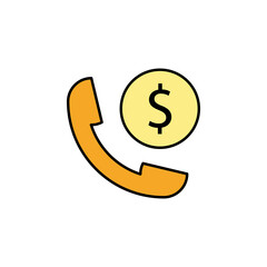 handset, dollar colored icon. Element of finance illustration. Signs and symbols colored icon can be used for web, logo, mobile app, UI, UX