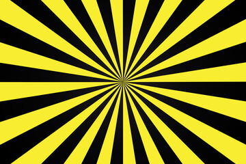 Retro 3d brochure template with black yellow rays on dust yellow background. 3d template on dust yellow backdrop. Abstract background.