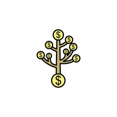 tree, dollars colored icon. Element of finance illustration. Signs and symbols colored icon can be used for web, logo, mobile app, UI, UX