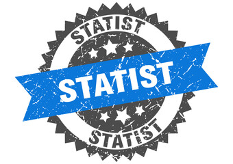 statist stamp. grunge round sign with ribbon