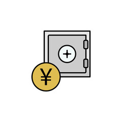 safe, yuan colored icon. Element of finance illustration. Signs and symbols colored icon can be used for web, logo, mobile app, UI, UX