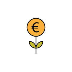 sprout, euro colored icon. Element of finance illustration. Signs and symbols colored icon can be used for web, logo, mobile app, UI, UX