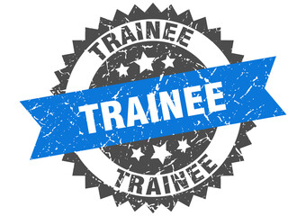trainee stamp. grunge round sign with ribbon