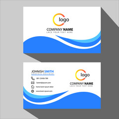 Obraz premium Blue modern creative business card and name card,horizontal simple clean template vector design, layout in rectangle size.Blue modern creative business card and name card,horizontal simple c