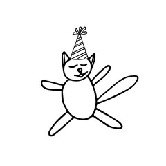 Cute cat sketch hand drawn in doodle. scandinavian, scandinavian, minimalism, monochrome. single element for design. holiday, birthday, animal, card, sticker, poster, icon. funny, animal pet kitten