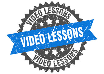 Obraz premium video lessons stamp. grunge round sign with ribbon
