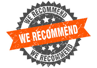 we recommend stamp. grunge round sign with ribbon