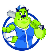 green monster mascot baseball cartoon