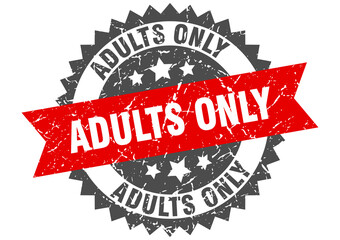 adults only stamp. grunge round sign with ribbon