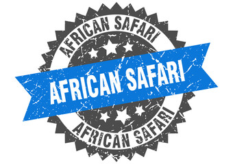 african safari stamp. grunge round sign with ribbon