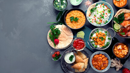 Assortment Indian recipes food various.