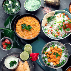 Assortment Indian recipes food various.