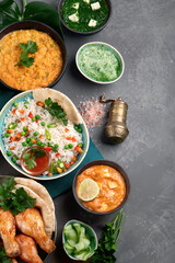 Assortment Indian recipes food various.