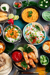 Assortment Indian recipes food various.