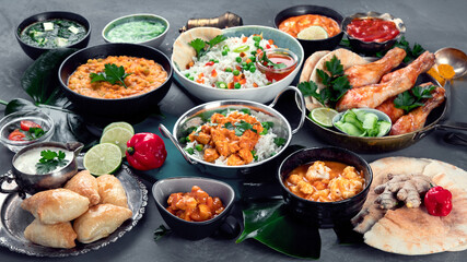 Assortment Indian recipes food various.